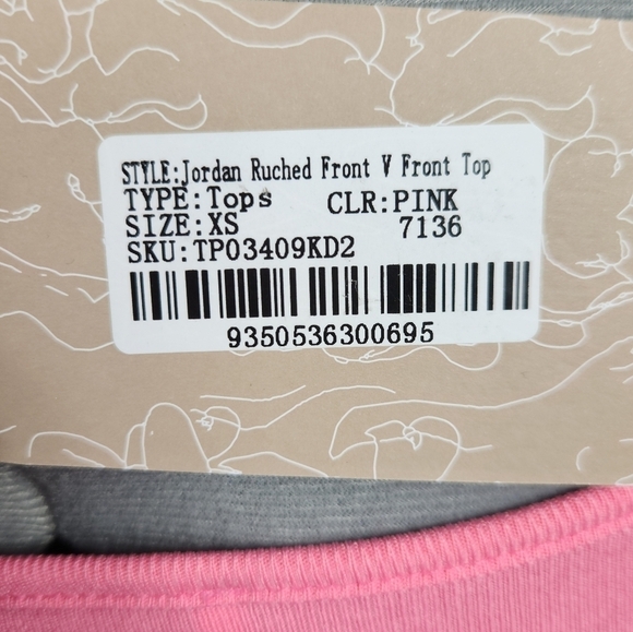 Meshki Jordan Ruched Front V Neck Bralette Crop Top 2 Bundle Set Pink & Stone XS - Picture 14 of 16